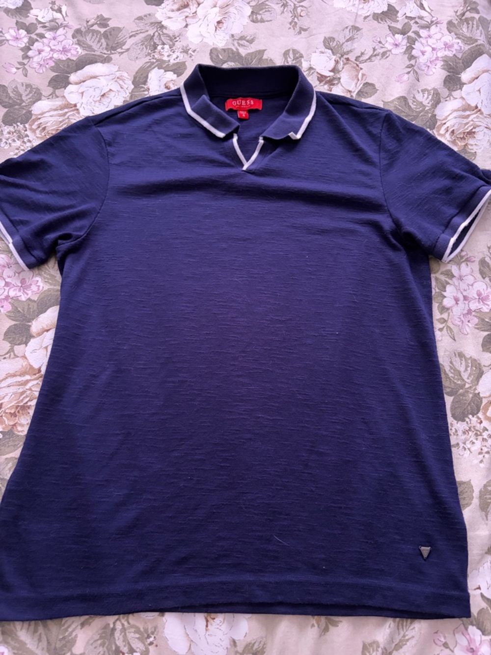 GUESS Men’s Navy Polo with White Trim